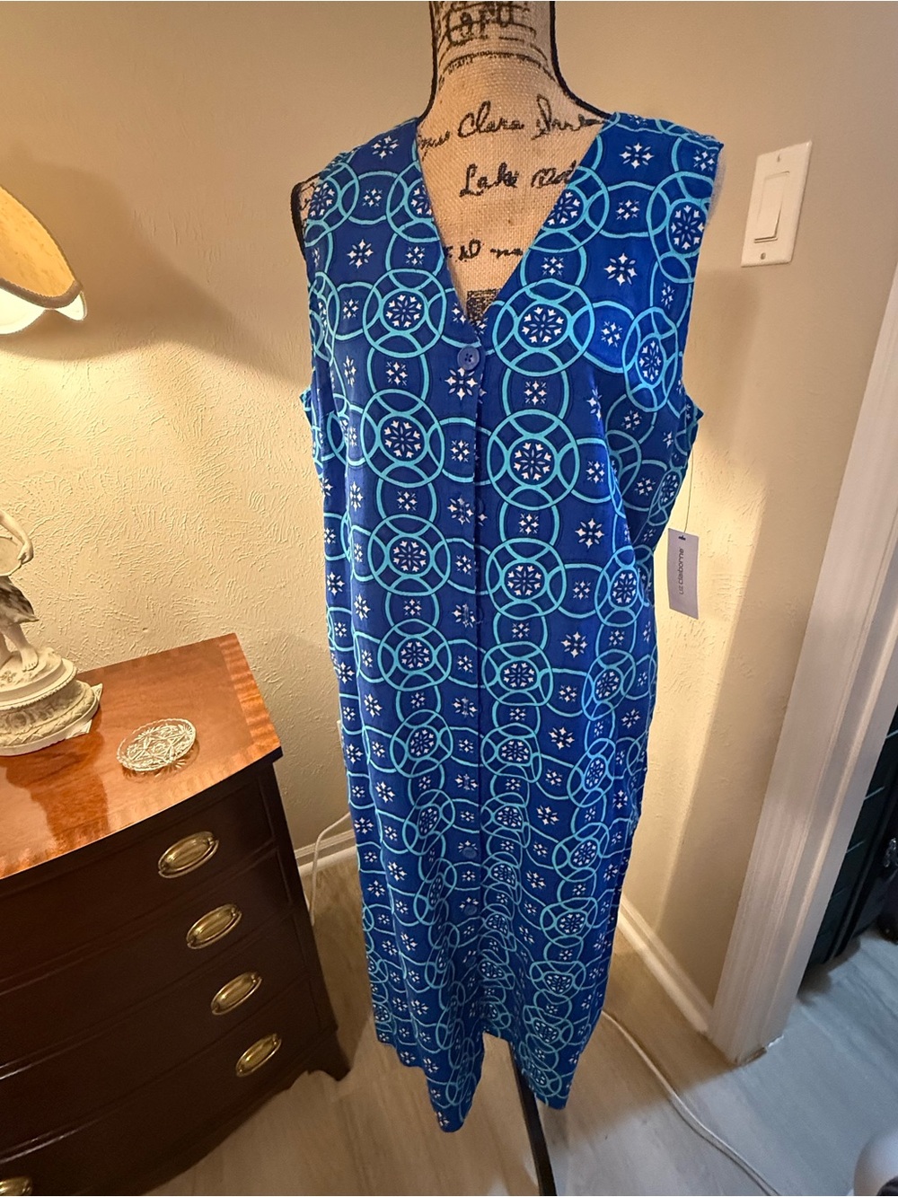 Liz Claiborne Blue Teal Geometric Maxi Dress